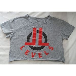Levels Gray And Red Cropped T-shirt For Women Size 1X